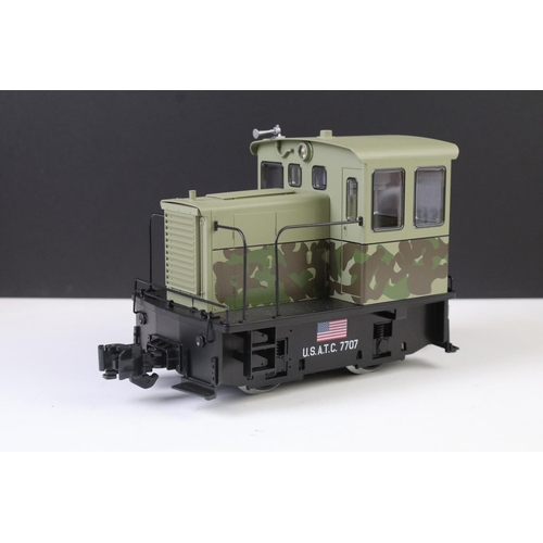 11 - Boxed Piko G scale Outdoor & Indoor 38511 US Army GE-25 Ton Locomotive, with 6 x batteries fitted wi... 