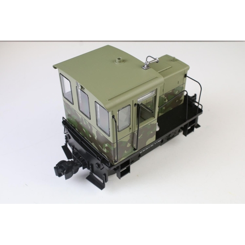 11 - Boxed Piko G scale Outdoor & Indoor 38511 US Army GE-25 Ton Locomotive, with 6 x batteries fitted wi... 