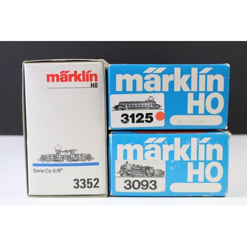 18 - Three boxed Marklin HO gauge locomotives to include 3352 Serie Ce 6/8. 3125 & 3093