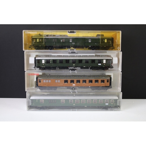 24 - 18 Cased Fleischmann HO gauge items of rolling stock to include 5080, 5638, 5079, 507305, 542607, 52... 