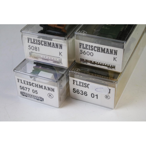 24 - 18 Cased Fleischmann HO gauge items of rolling stock to include 5080, 5638, 5079, 507305, 542607, 52... 