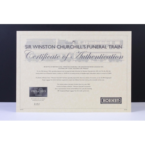 3 - Boxed ltd edn Hornby OO gauge R3300 Sir Winston Churchill's Funeral Train Pack, complete with COA No... 