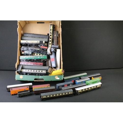 50 - Around 50 OO / HO gauge items of rolling stock to include coaches, mail coach, wagons and vans featu... 