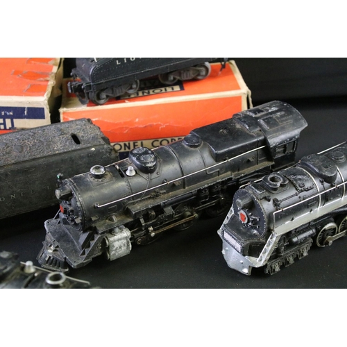 74 - Three Lionel O gauge locomotives to include 2-6-2 675, 6-8-6 671 and 2-6-2 675, along with 3 x tende... 