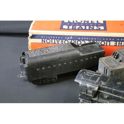 74 - Three Lionel O gauge locomotives to include 2-6-2 675, 6-8-6 671 and 2-6-2 675, along with 3 x tende... 