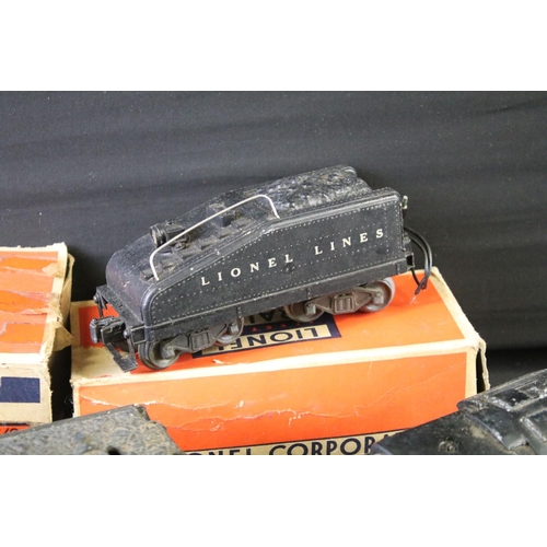 74 - Three Lionel O gauge locomotives to include 2-6-2 675, 6-8-6 671 and 2-6-2 675, along with 3 x tende... 