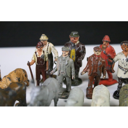 428 - Collection of Mid 20th C farming metal figures to include mainly Britains examples featuring farmers... 