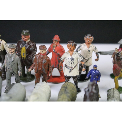 428 - Collection of Mid 20th C farming metal figures to include mainly Britains examples featuring farmers... 