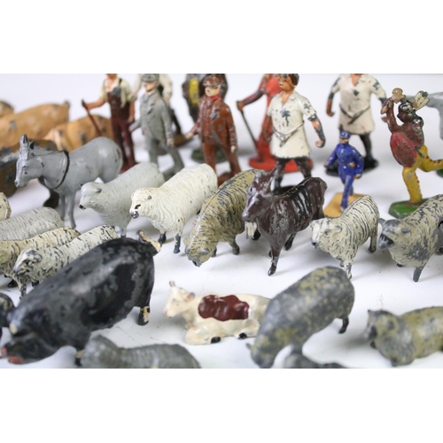 428 - Collection of Mid 20th C farming metal figures to include mainly Britains examples featuring farmers... 