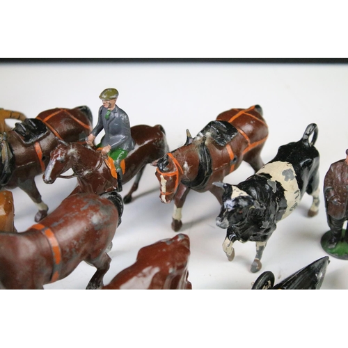 430 - Quantity of around 90 Britains metal farm animals, zoo animals, figures and accessories to include t... 