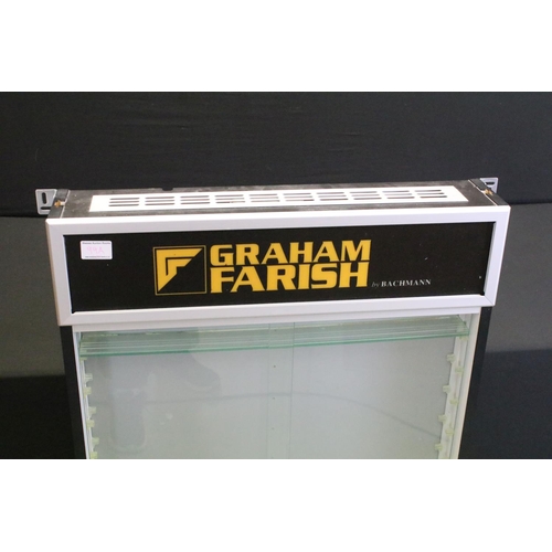 94B - Advertising - Large Graham Farish advertising shop display cabinet with 14 x perspex display shelves... 