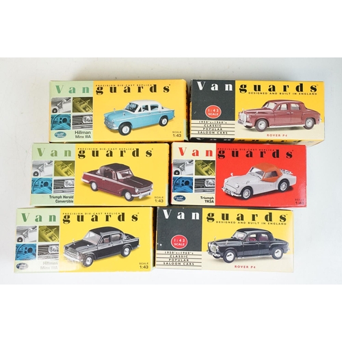 121 - 28 Boxed / cased Vanguards diecast models to include VA5005, VA00517, VA5006, VA21000, VA5008, VA500... 