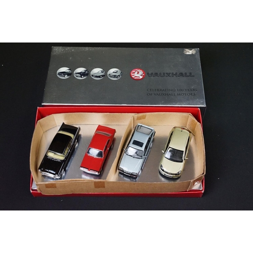 155 - Four boxed 1/18 and 1/24 scale diecast models to include Corgi VX1004 Vauxhall Motors Centenary Set ... 