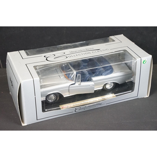 232 - Five boxed 1/18 scale diecast models to include Maisto Mercedes-Benz SLK 230, Burago Mercedes-Benz 5... 