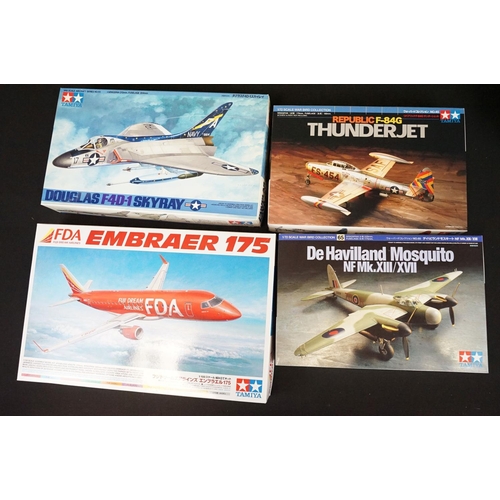 424 - 11 Boxed & unbuilt Tamiya plastic models kits to include 1/48, 1/72 and 1/100 scale models featuring... 