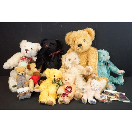 689 - Merrythought - Nine ltd edn Merrythought teddy bears to include 2000 Merrythought Millennium Harrods... 