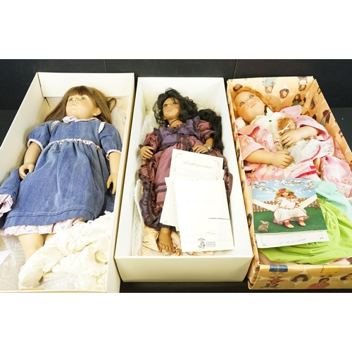 696 - Three boxed German Annette Himstedt Puppen Kinder Artists dolls to include ltd edn Aura from The 199... 