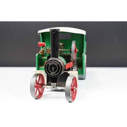 90 - Steam Engine - Boxed Mamod SW1 Steam Wagon Steam Engine, in main body green with red spoked wheels a... 