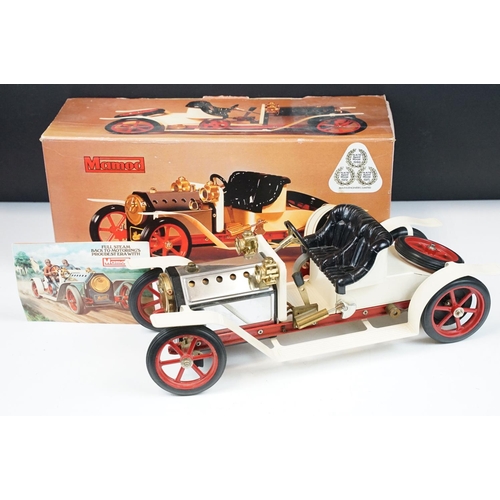 93 - Steam Engine - Boxed Mamod SA1 Steam Roadster Steam Engine, in main body white with red spoked wheel... 