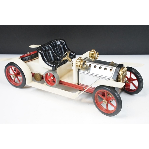 93 - Steam Engine - Boxed Mamod SA1 Steam Roadster Steam Engine, in main body white with red spoked wheel... 