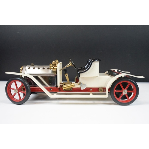 93 - Steam Engine - Boxed Mamod SA1 Steam Roadster Steam Engine, in main body white with red spoked wheel... 