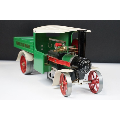 94 - Steam Engine - Boxed Mamod SW1 Steam Wagon Steam Engine, in main body green with red spoked wheels a... 