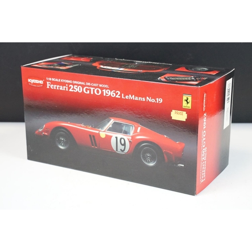 97 - Boxed 1/18 Kyosho Ferrari 250 GTO 1962 Le Mans No.19 diecast model, No. 08432A, diecast ex, box vg