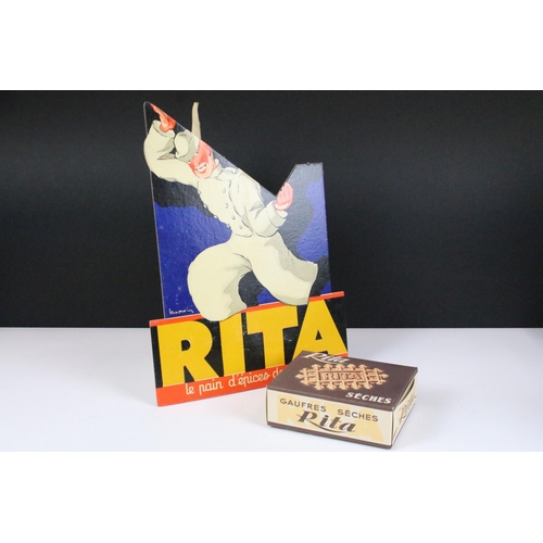 309 - Rita le pain d'epices de qualite advertising cardboard standing board with Rita Gaufres Seches box f... 
