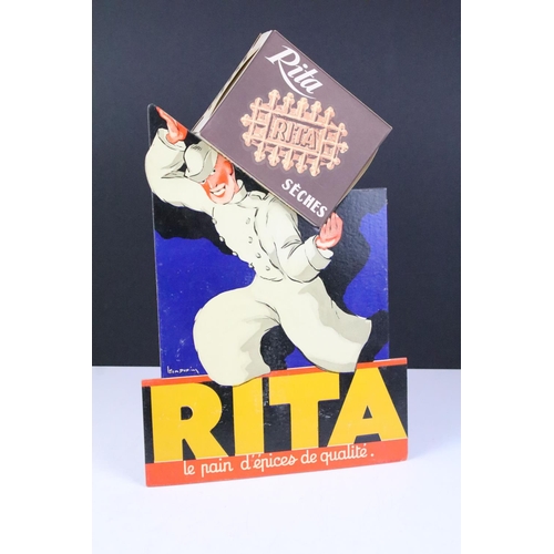 309 - Rita le pain d'epices de qualite advertising cardboard standing board with Rita Gaufres Seches box f... 