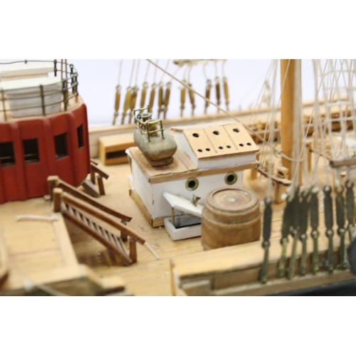 143 - Amerigo Vespucci large model ship on stand. 55cm high x 98cm wide x 20cm deep