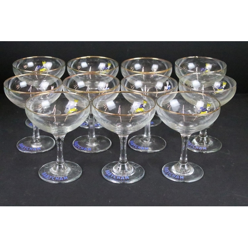 51 - Collection of vintage Babycham glasses with logo emblems (11 total) and promotional advertising Baby... 