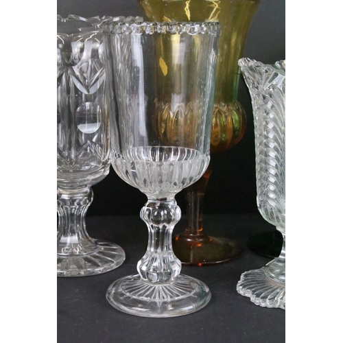 52 - Selection of large vintage decorative glass vases in varying sizes and colours.