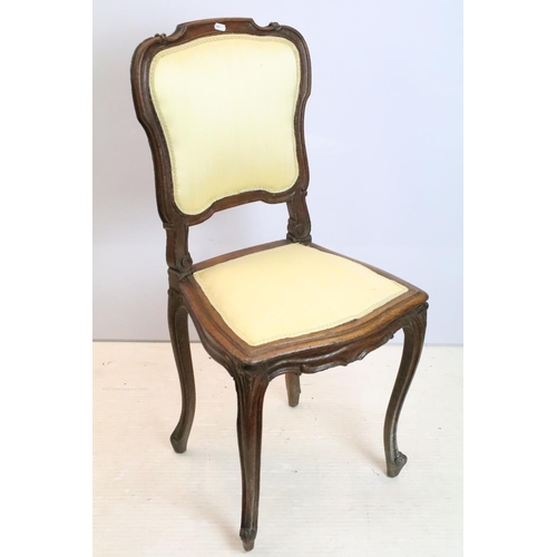 601 - 20th century set of six Queen Anne dining chairs with yellow upholstery 95cm high, 46cm wide x 43cm ... 