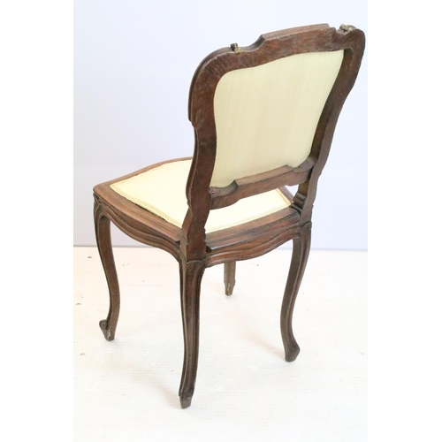 601 - 20th century set of six Queen Anne dining chairs with yellow upholstery 95cm high, 46cm wide x 43cm ... 