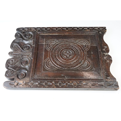 129 - Carved wood panel plaque with spherical design. 55cm high x 38.5cm wide