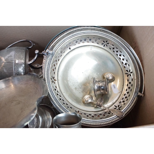 165 - Large collection of silver plate and glass items, to include art nouveau hand mirror, candle sticks,... 