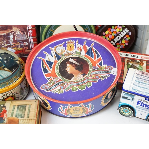 169 - Large selection of vintage biscuit, tea and tobacco advertising and royal commemorative tins, Cadbur... 