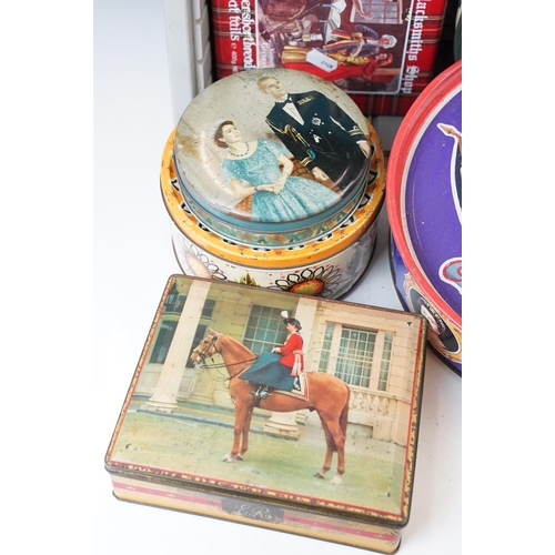 169 - Large selection of vintage biscuit, tea and tobacco advertising and royal commemorative tins, Cadbur... 