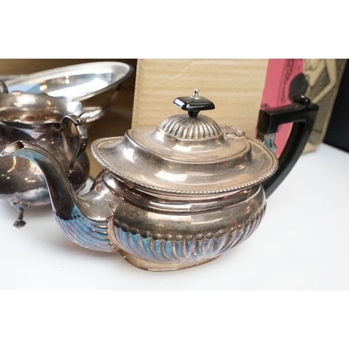 175 - 20th century vintage silver plate various items comprising of tea pot, bon bon dishes, sugar tongues... 