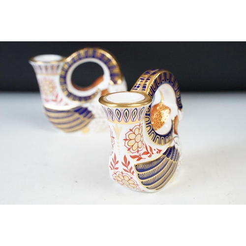 3 - Royal Crown Derby pair of 'Winged ram' candle holders 10cm x 11cm with small Royal Crown Derby recta... 