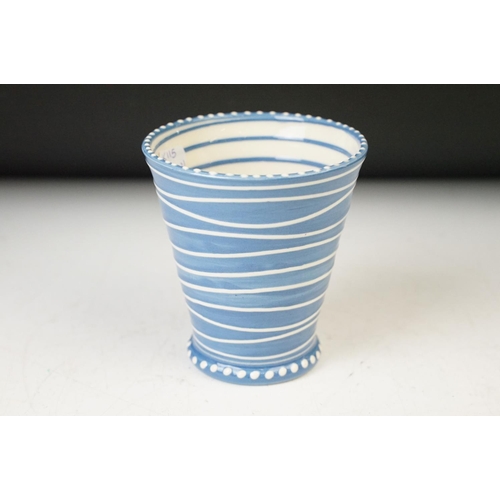 33 - Lincoln Kirby Bell for Newlyn pottery, Cornwall - studio pottery blue and white glazed vase in the f... 