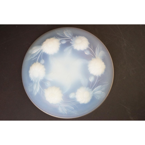 35 - Glass Art Deco French opalescent Chrysanthemum flower decorative bowl, 22cm diameter.