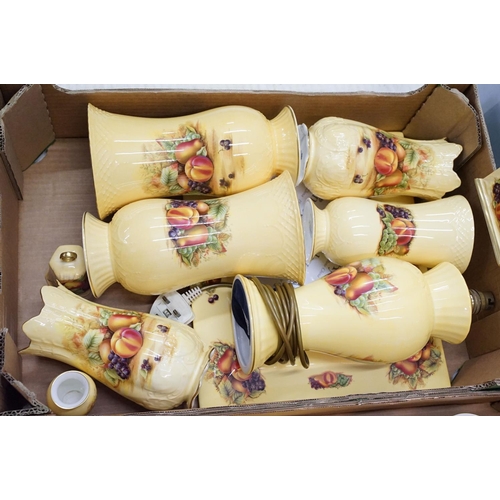 59 - Large collection of Aynsley 'Orchard Gold' dinner and home wares, over three boxes to include a lamp... 