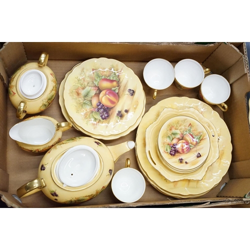 59 - Large collection of Aynsley 'Orchard Gold' dinner and home wares, over three boxes to include a lamp... 