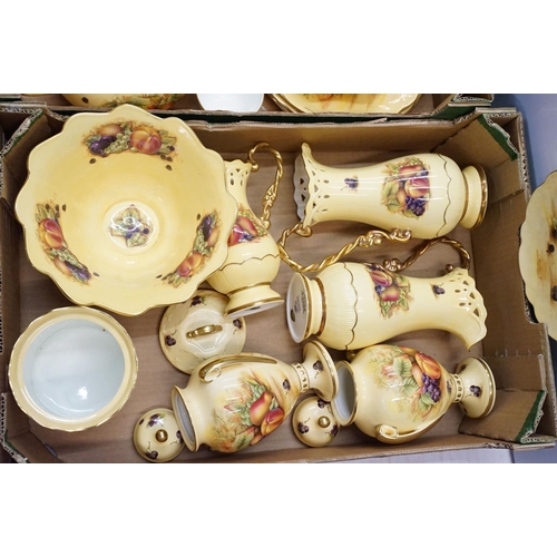 59 - Large collection of Aynsley 'Orchard Gold' dinner and home wares, over three boxes to include a lamp... 