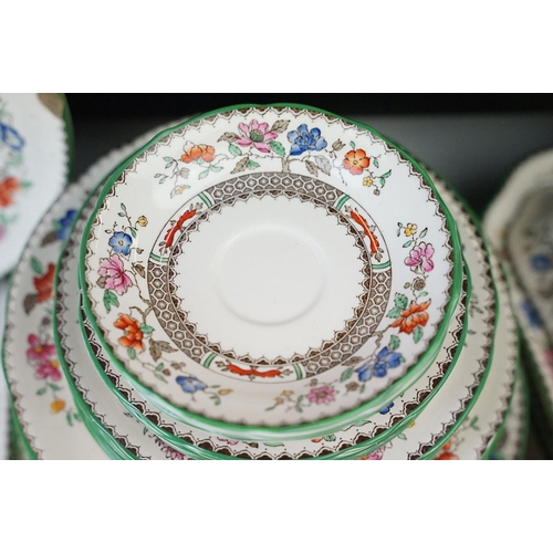 62 - Copeland Spode 'Chinese Rose' colourful floral service set comprising of large right serving plate, ... 