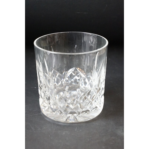 69 - Large selection of cut glass wine glasses, seven champagne flutes and twelve whiskey tumblers.