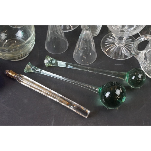 71 - Collection of 20th century cut glass to include air twist rummer glass dated 1913, pair of commemora... 