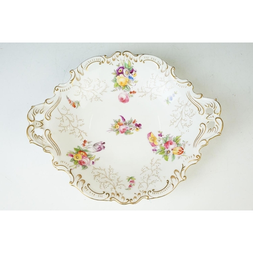 74 - Coalport floral spray and gilt decoration cake stands, handled cake plate and five plates.