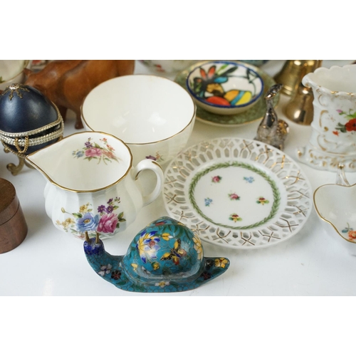 76 - Assorted selection of China ware and other ornamental pieces including a Royal Worcester tea pot, cu... 